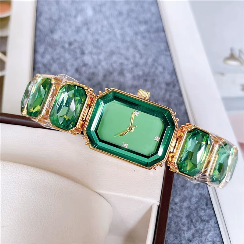 Fashion Brand Wrist Watches Women Girl Colorful Gems Swan Style Style Quartz Steel Metal Band Luxury Clock SW72