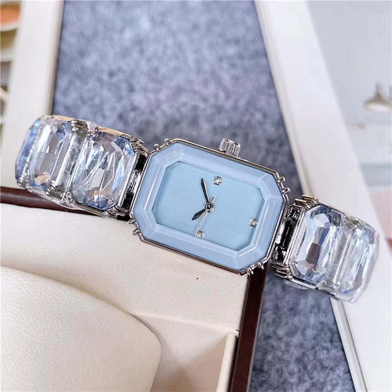 Fashion Brand Wrist Watches Women Girl Colorful Gems Swan Style Style Quartz Steel Metal Band Luxury Clock SW72
